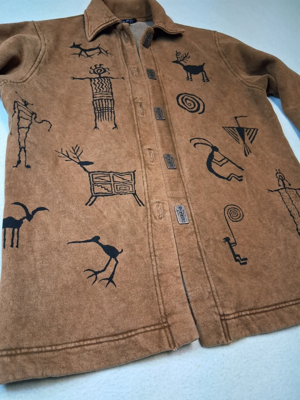 Vintage 90s Bfofo Designs Tribal Art Shacket - Size S - Made in Canada - Picture 4 of 8